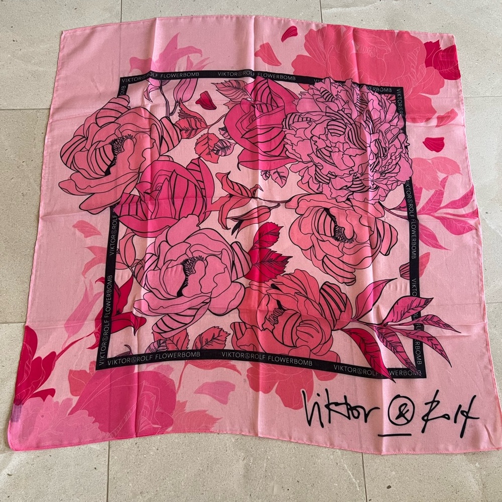 Viktor & Rolf Pink and Red Floral Scarf - Picture 2 of 9
